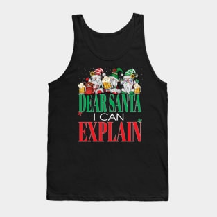 Funny Dear Santa I Can Explain Christmas Gnomes Xmas Beers Santa Claus Tank Top